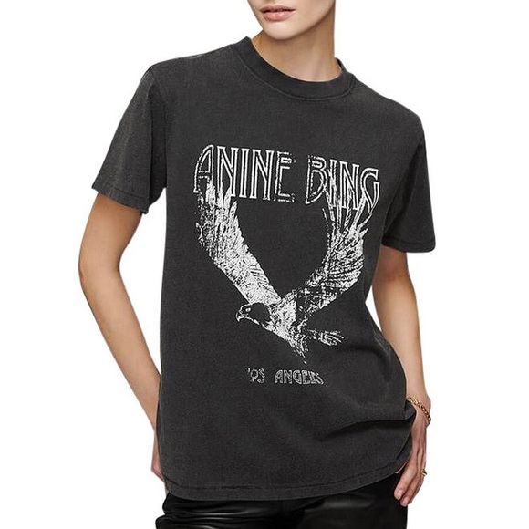 Anine Bing Charcoal Graphic Tee - Picture 1 of 4